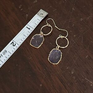 Elegant Gold and Purple Dangle Earrings